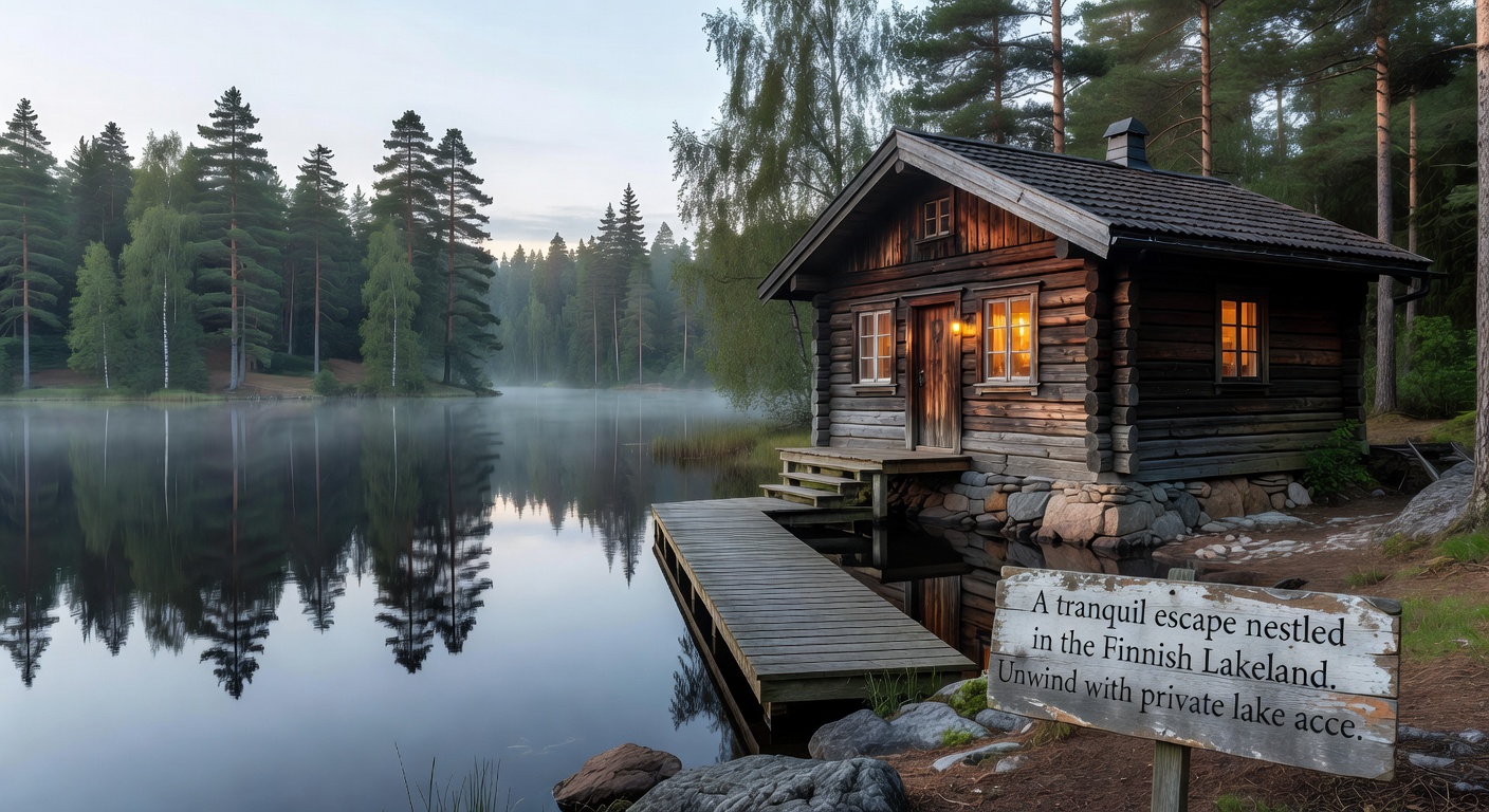 Lakeview Forest Retreat with wooden dock in Tampere
